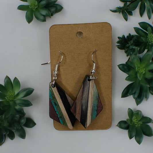 TRIANGLE TURQUOISE AND BLACK EARRINGS