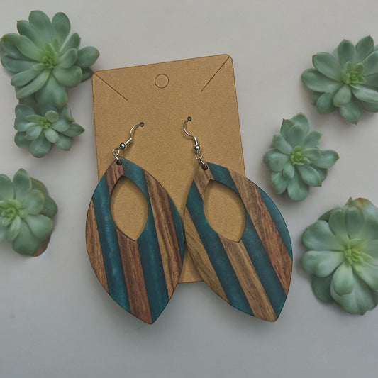 TURQUOISE & WOOD EARRINGS