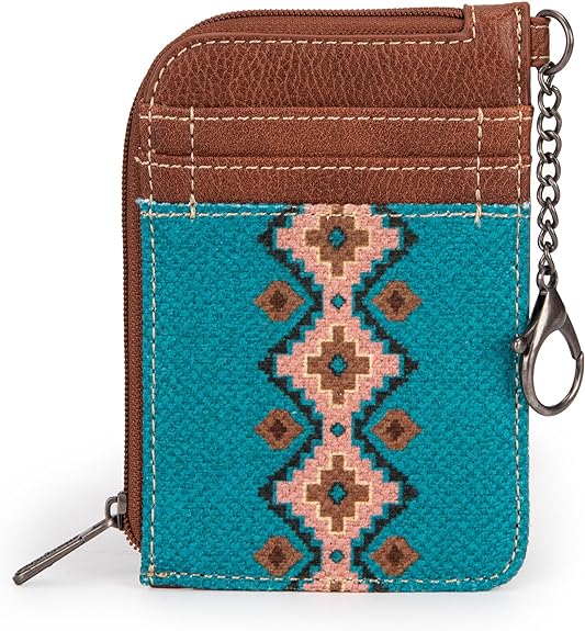 Wrangler Southwestern Art Print Mini Zip Card Case -Dark Turquoise