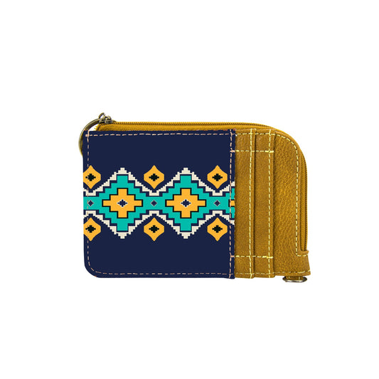 Wrangler Southwestern Art Print Mini Zip Card Case -Mustard