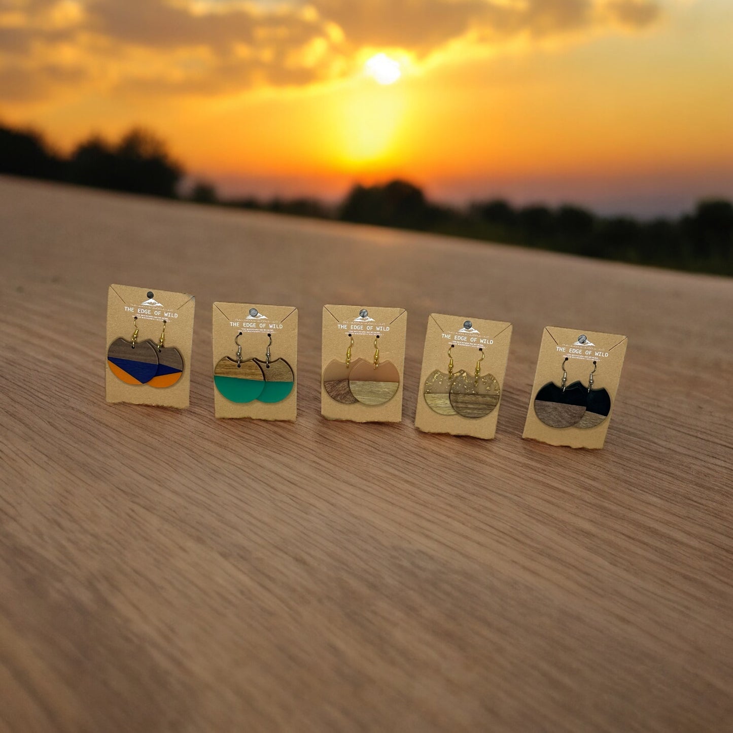 Round Resin & Wood Earrings