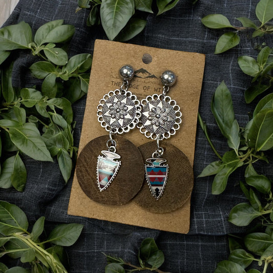 Leather Aztec Arrow earrings