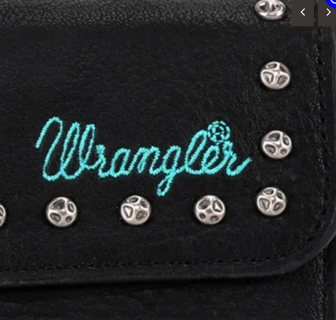 Wrangler Studded Accents Tri-fold Key-Chain Wallet-Black